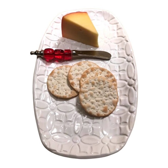 White Rectangular Serving Plate, Jewelry Dish,Candle Charger From MY CLAY STUDIO - Picture 2 of 7